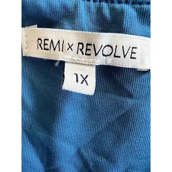 Remi x Revolve Niki Twist Front Stretch Crop Top Women Sz 1X Blue Slinky‎ V-Neck - Picture 5 of 12